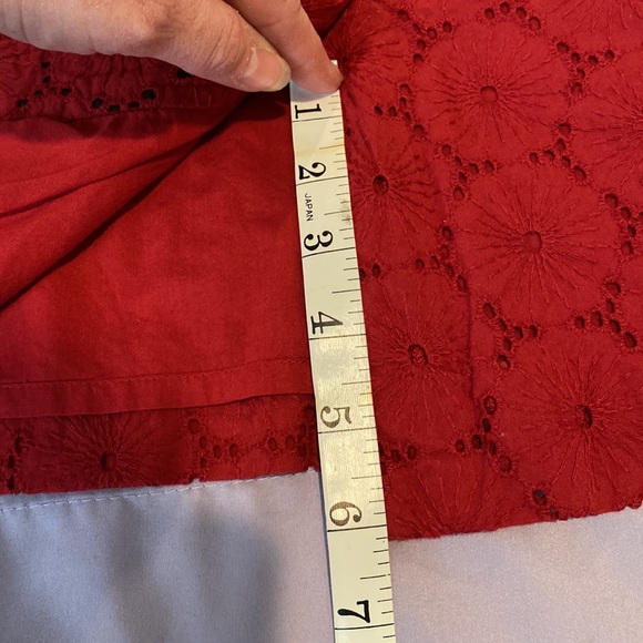 J. Crew Factory Red Pencil Skirt With Lace Overlay - Picture 3 of 8